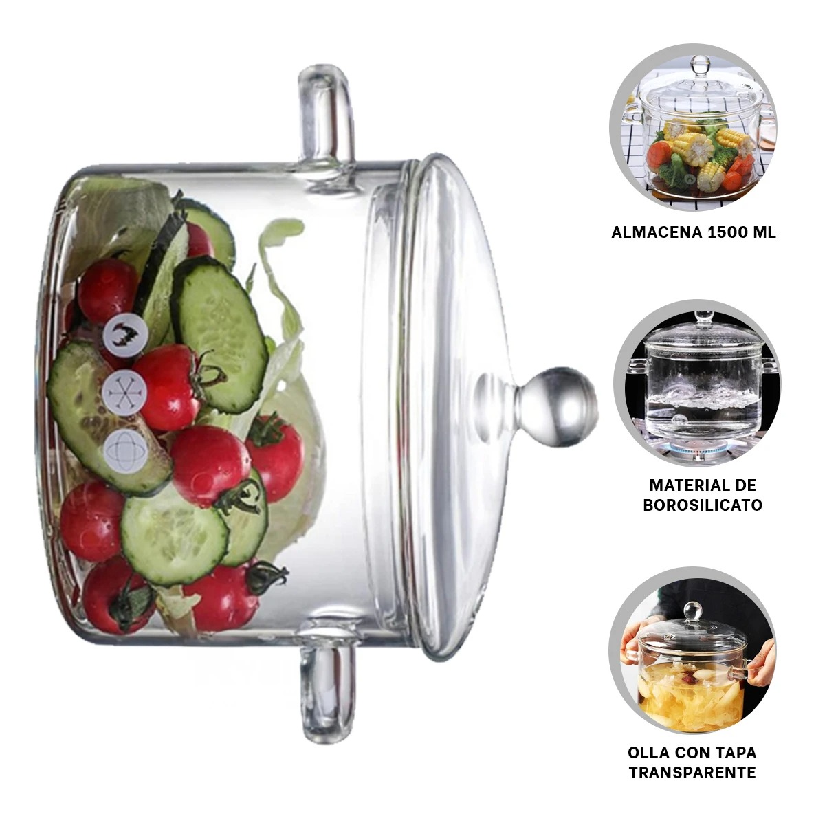 PACK4 OLLA PARA COCINA DE 1500ML Y+BANDERITAS ADHESIVAS - 4