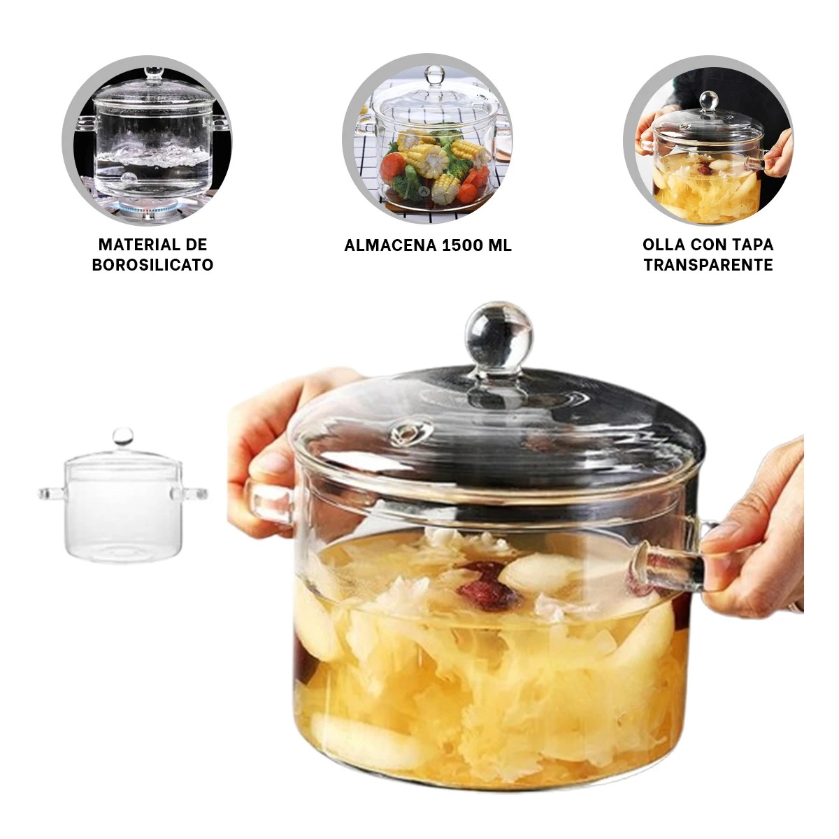 PACK2 OLLA PARA SOPA 1500ML Y+BANDERITAS ADHESIVAS - 3