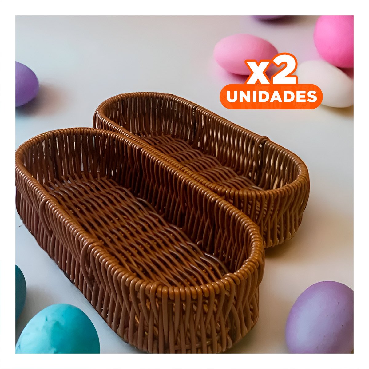 PACK2 RECIPIENTE FUNCIONAL TEJIDO MULTIUSO OVALADO MARRON PARA HOGAR MODERNO Y+REGALO STICKER - 1