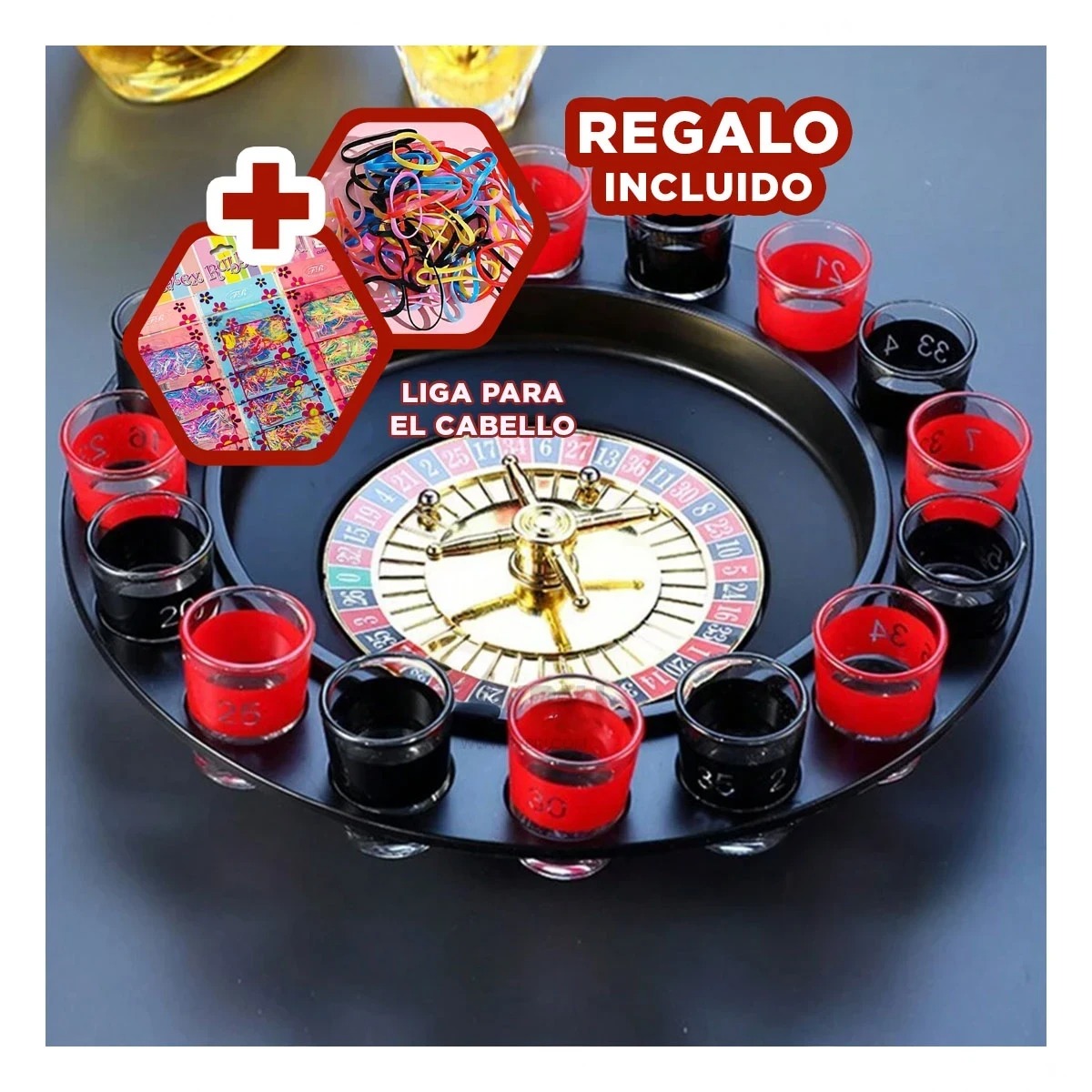 PACK5 JUEGO DE COPAS SHOT EN MULTICOLOR Y+LIGAS DE REGALO - 1