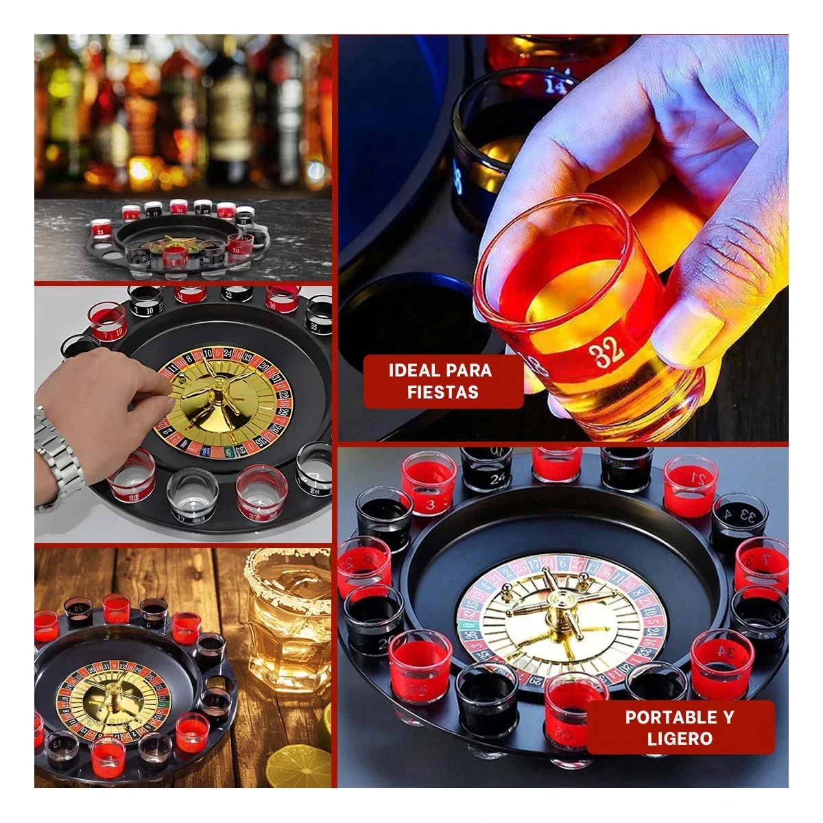 PACK2 RULETA COPAS SHOTS EN MULTICOLO Y+BANDERITAS ADHESIVAS - 3