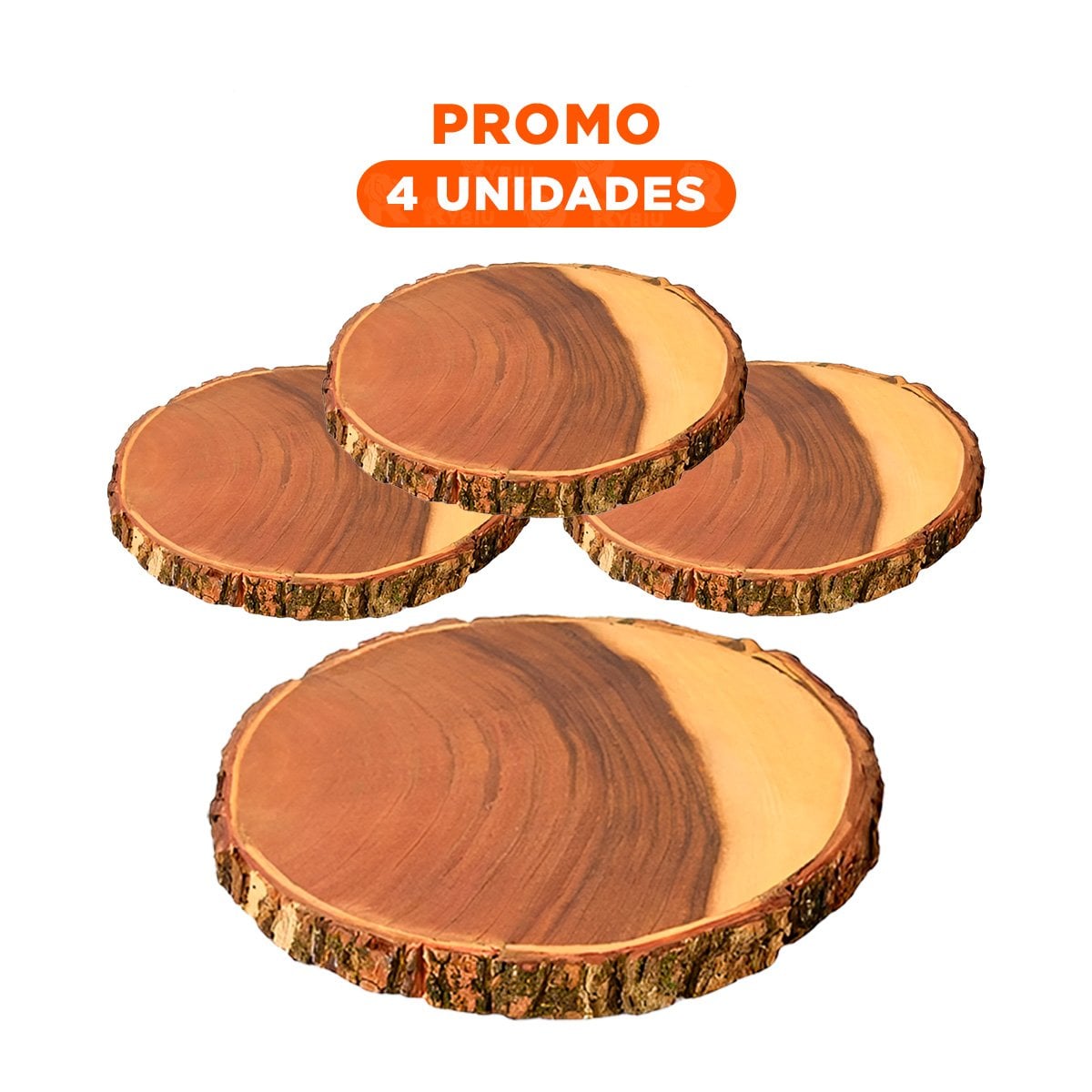 PACK4 ARTICULO DECORATIVO CIRCULAR DE MADERA PARA DECORACION DE HOGAR CALIDO Y+REGALO STICKER - 1