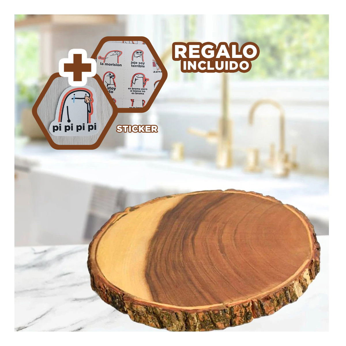 CHAROLA ERGONOMICA DE MADERA 17.8CM Y+REGALO STICKERS - 1