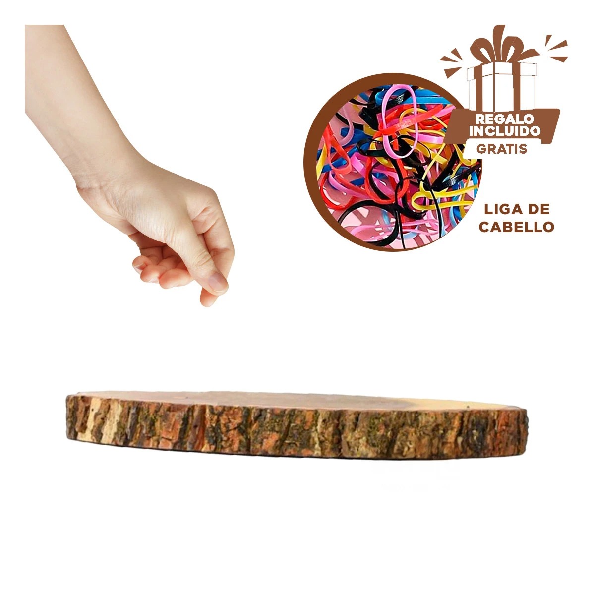 PACK3 CONTENEDOR DE FRUTAS MADERA 17.8CM Y+LIGAS DE REGALO - 1
