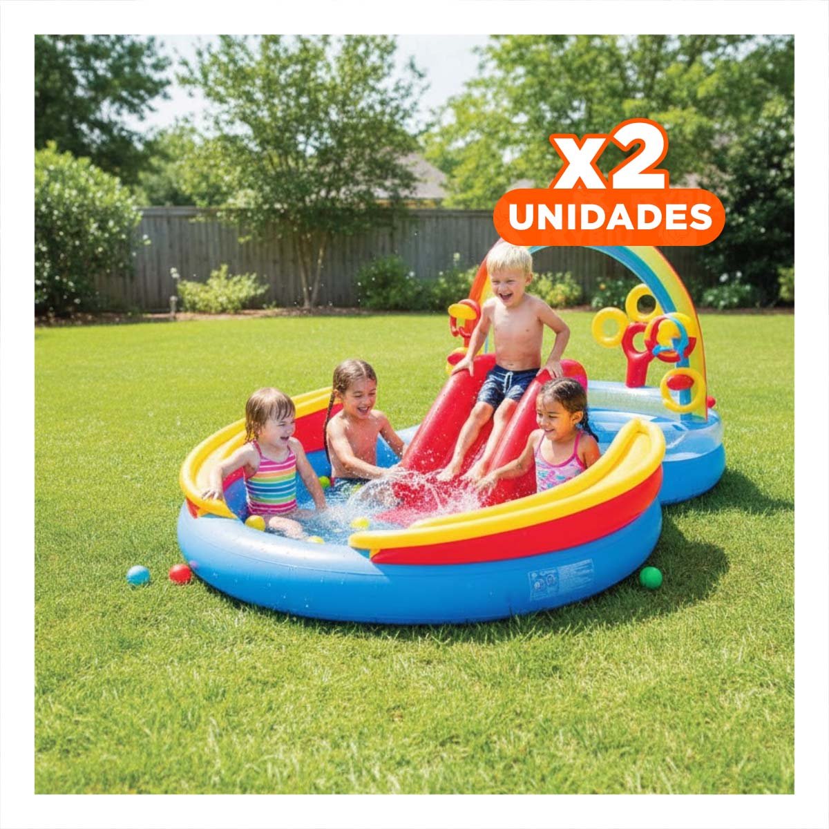 PACK2 ESPACIO RECREATIVO ARCOIRIS INFLABLE PARA NINOS PARA ACTIVIDADES Y+REGALO STICKER - 1