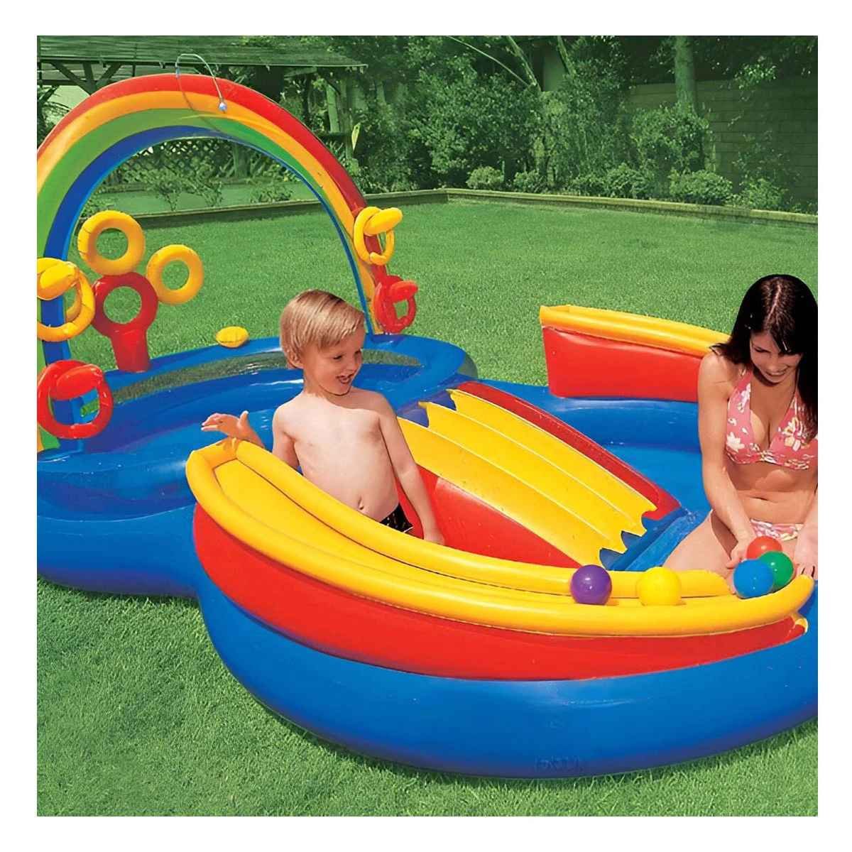 PACK2 ESPACIO RECREATIVO ARCOIRIS INFLABLE PARA NINOS CON JUEGOS DE AGUA - 3