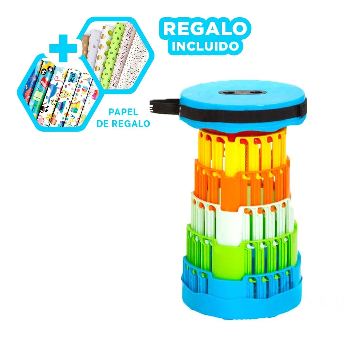 PACK3 ASIENTO TRANSPORTABLE EN CELESTE Y+PAPEL DE REGALO - 1