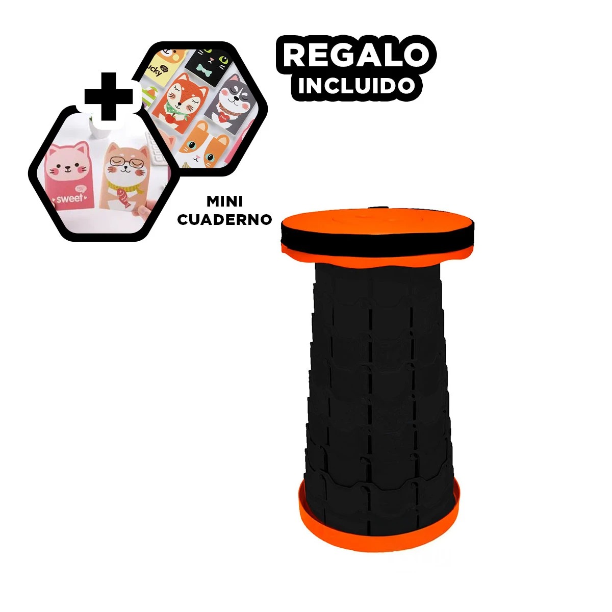 PACK12 ASIENTO RETRACTIL EN ANARANJADO Y+REGALO AGENDITA - 1