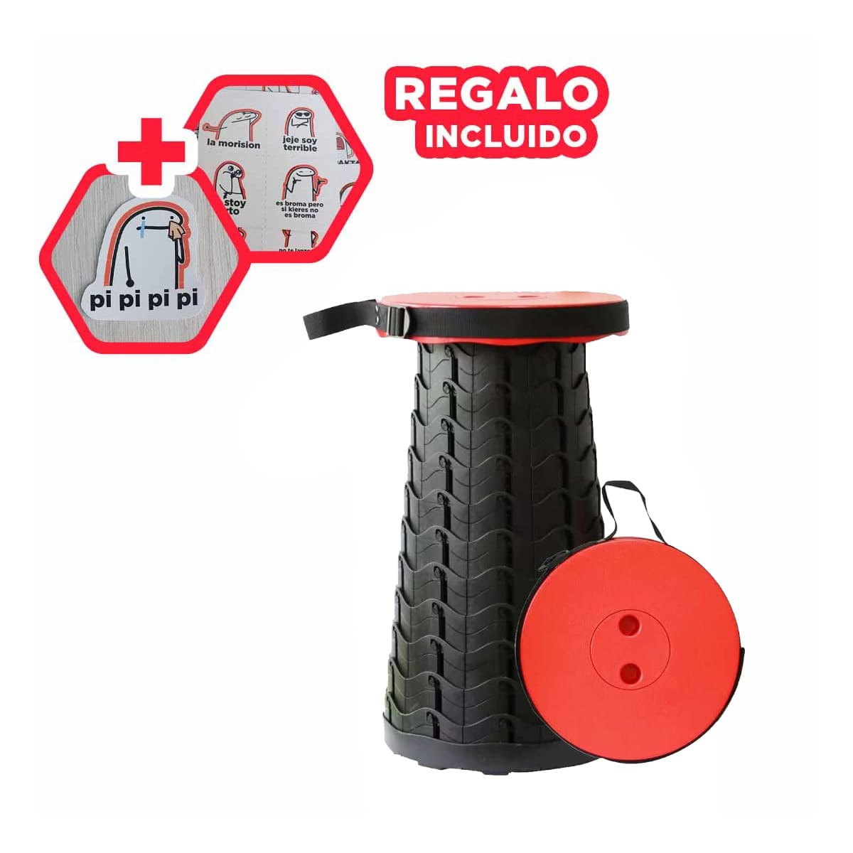 PACK3 ASIENTO FLEXIBLE CAMPAMENTO DE ROJO Y+REGALO STICKERS - 1