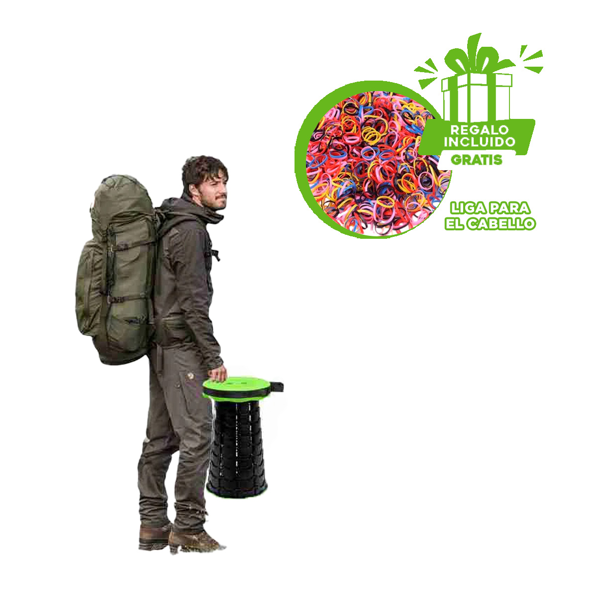 PACK12 SILLA PLEGABLE Y COMODA EN VERDE Y+LIGAS DE REGALO - 1