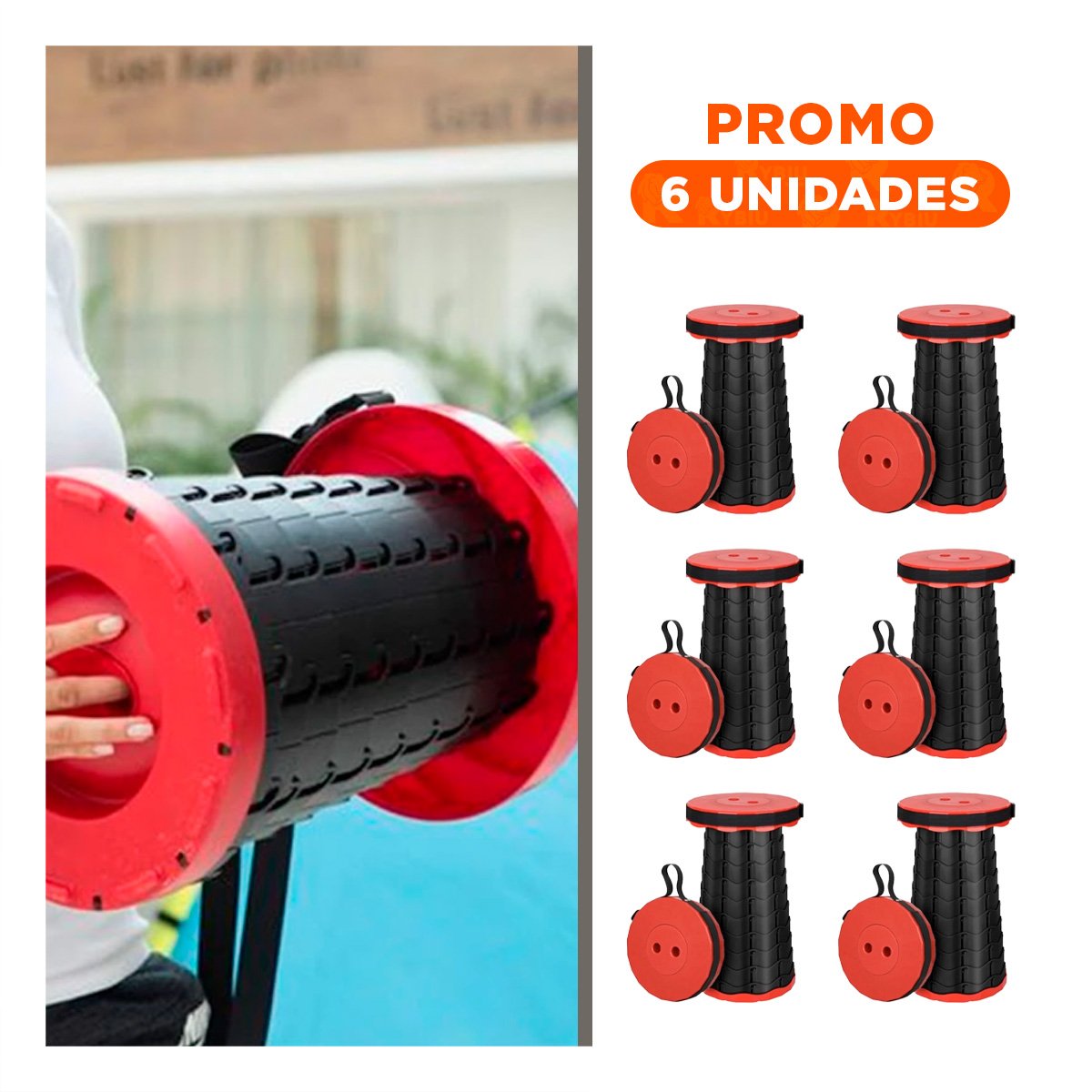 PACK6 BUTACA LIGERA Y RESISTENTE CON CIERRE SEGURO PORTATIL ROJO - 1