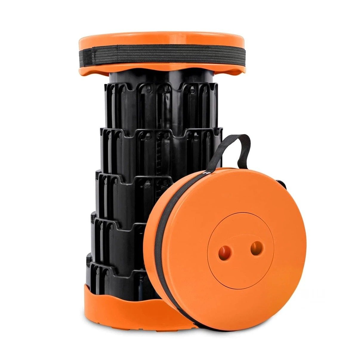 PACK2 BANQUETA RESISTENTE PLEGABLE 2 SEGUROS PORTATILES CENTRO NEGRO NARANJA Y+REGALO STICKER - 2