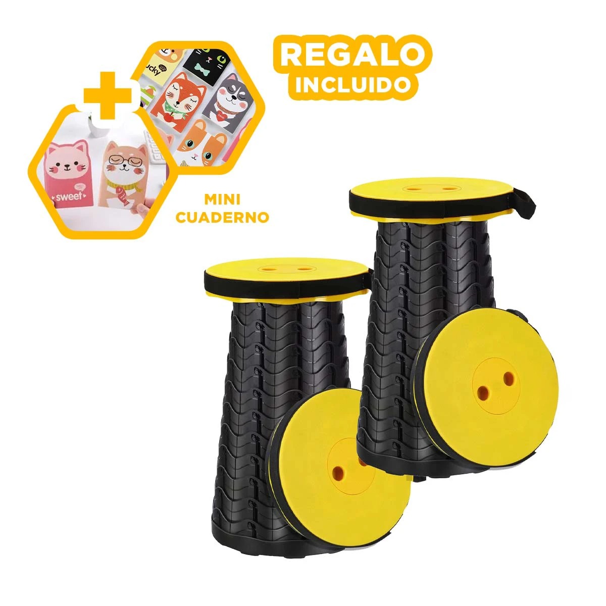 PACK5 SILLA RESISTENTE Y BONITA AMARILLO Y+REGALO AGENDITA - 1