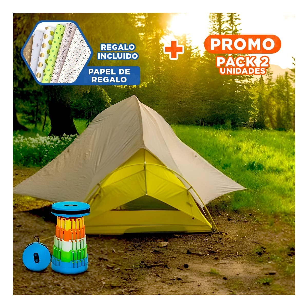 PACK2 SILLON PLEGABLE CON 2 SEGUROS COMODOS PARA HOGAR TAPA CELESTE Y+PAPEL REGALO - 1