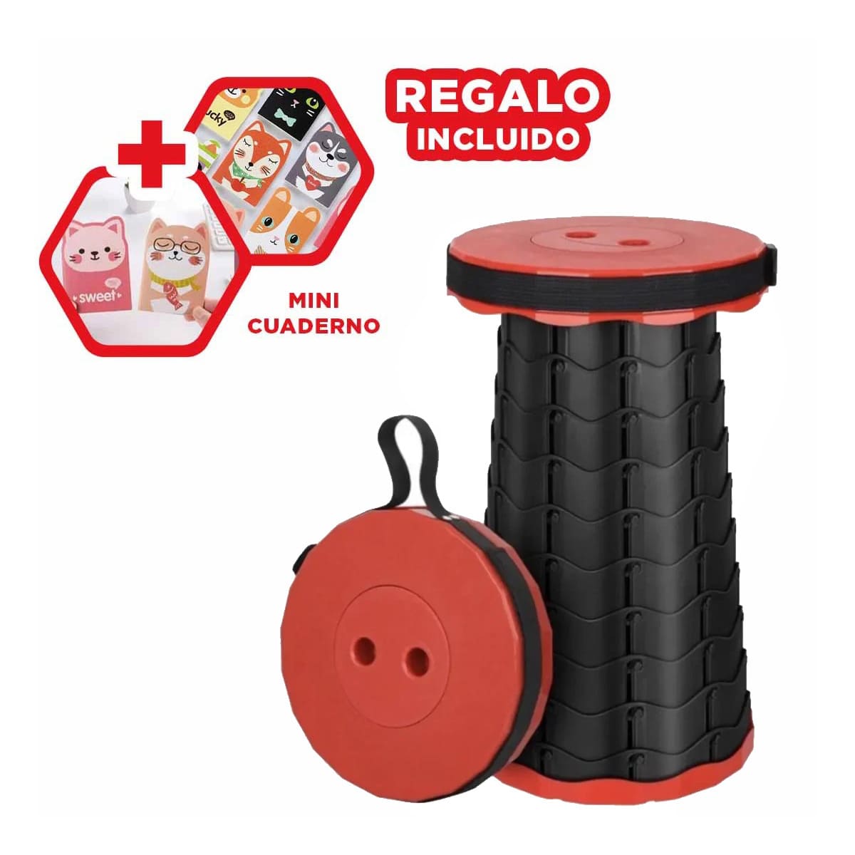 PACK5 SILLA PARA CAMPAMENTO DE COLOR ROJO Y+REGALO AGENDITA - 1