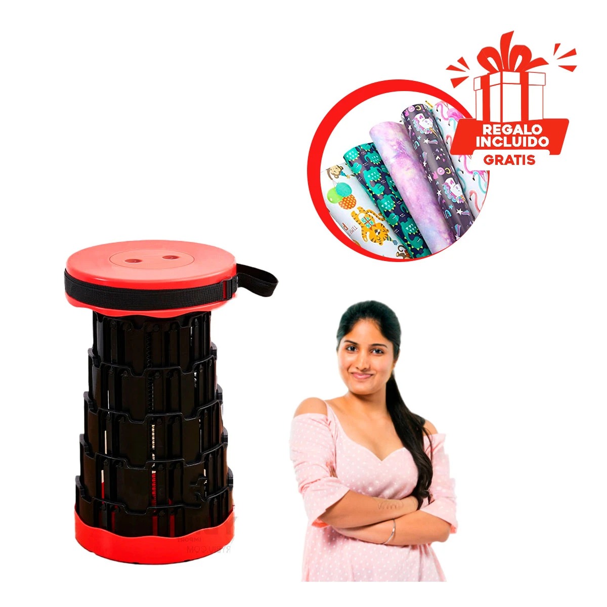 PACK5 SILLA DE DOBLE SEGURO EN ROJO Y+PAPEL DE REGALO - 1