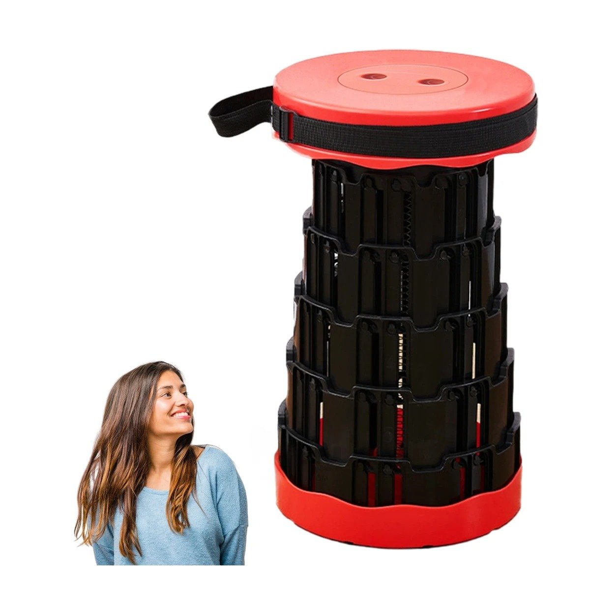 PACK12 BASE COMPACTA PLEGABLE 2 SEGUROS PORTATILES DISENO ROJO NEGRO Y+REGALO STICKER - 2