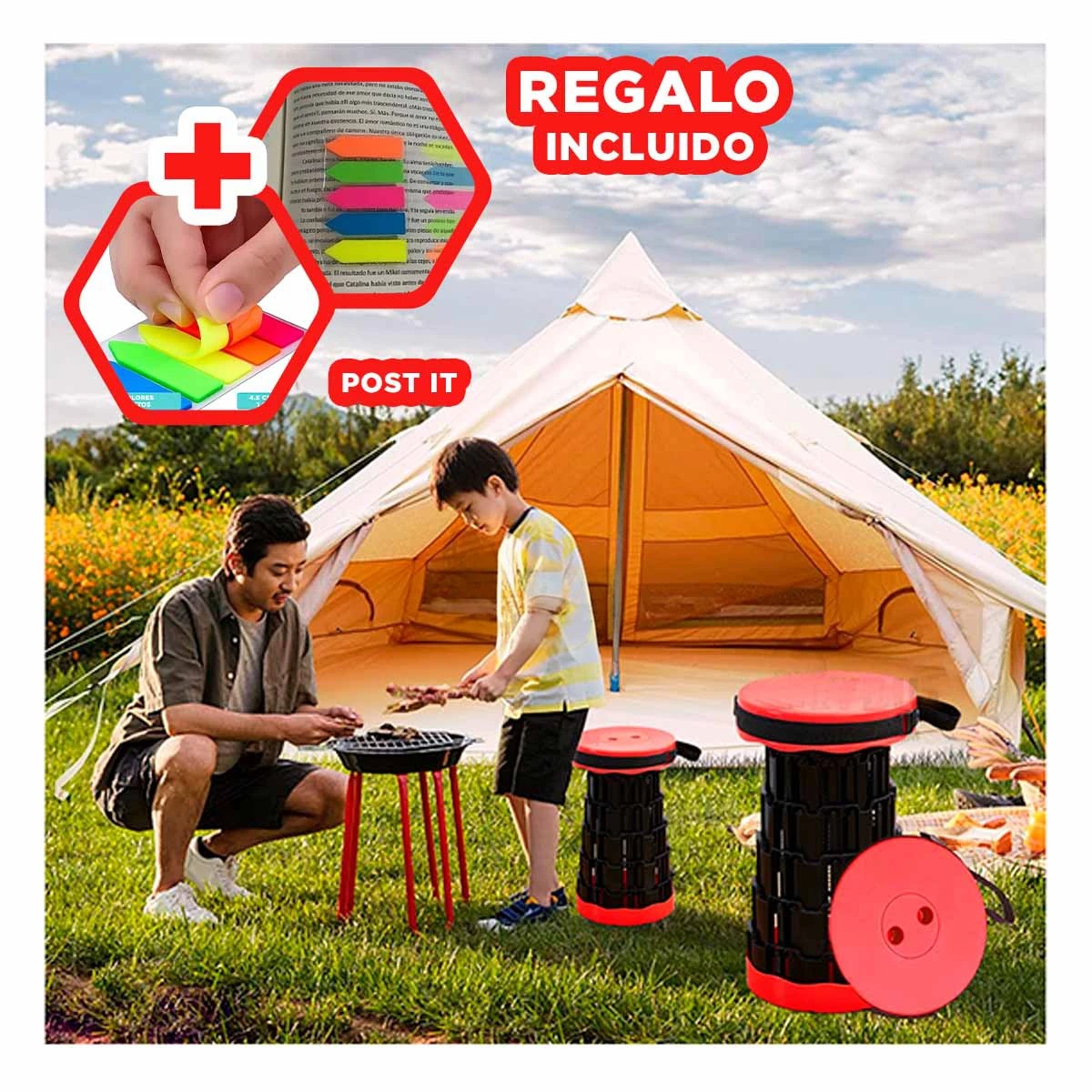 PACK9 SILLA LIGERA EN ROJO Y+BANDERITAS ADHESIVAS - 1