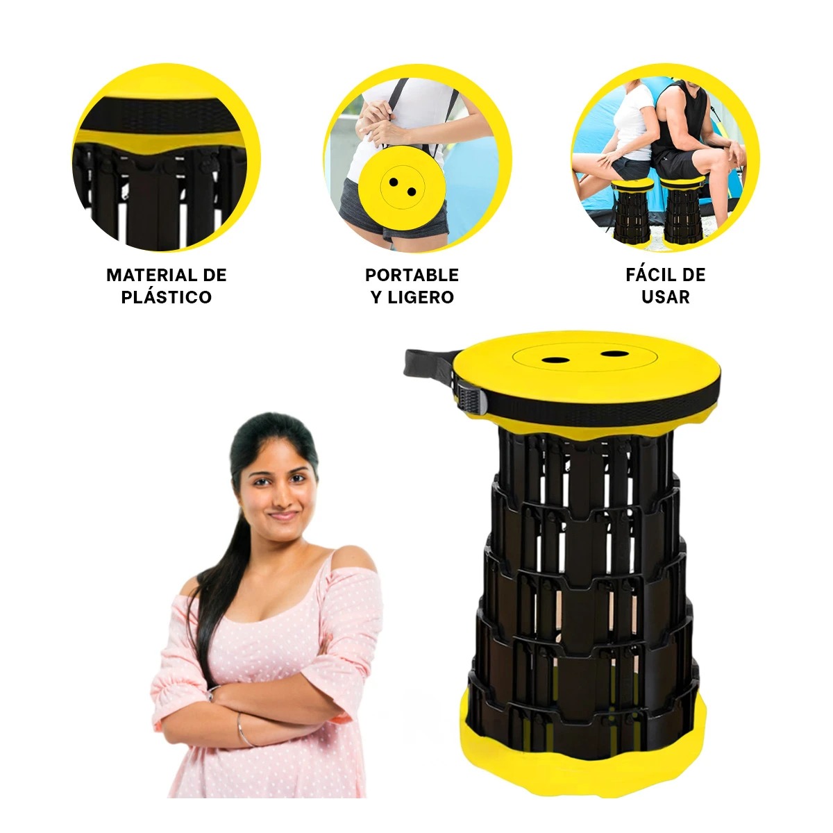 PACK3 BANCO PORTATIL DETAPA AMARILLO Y+BANDERITAS ADHESIVAS - 4