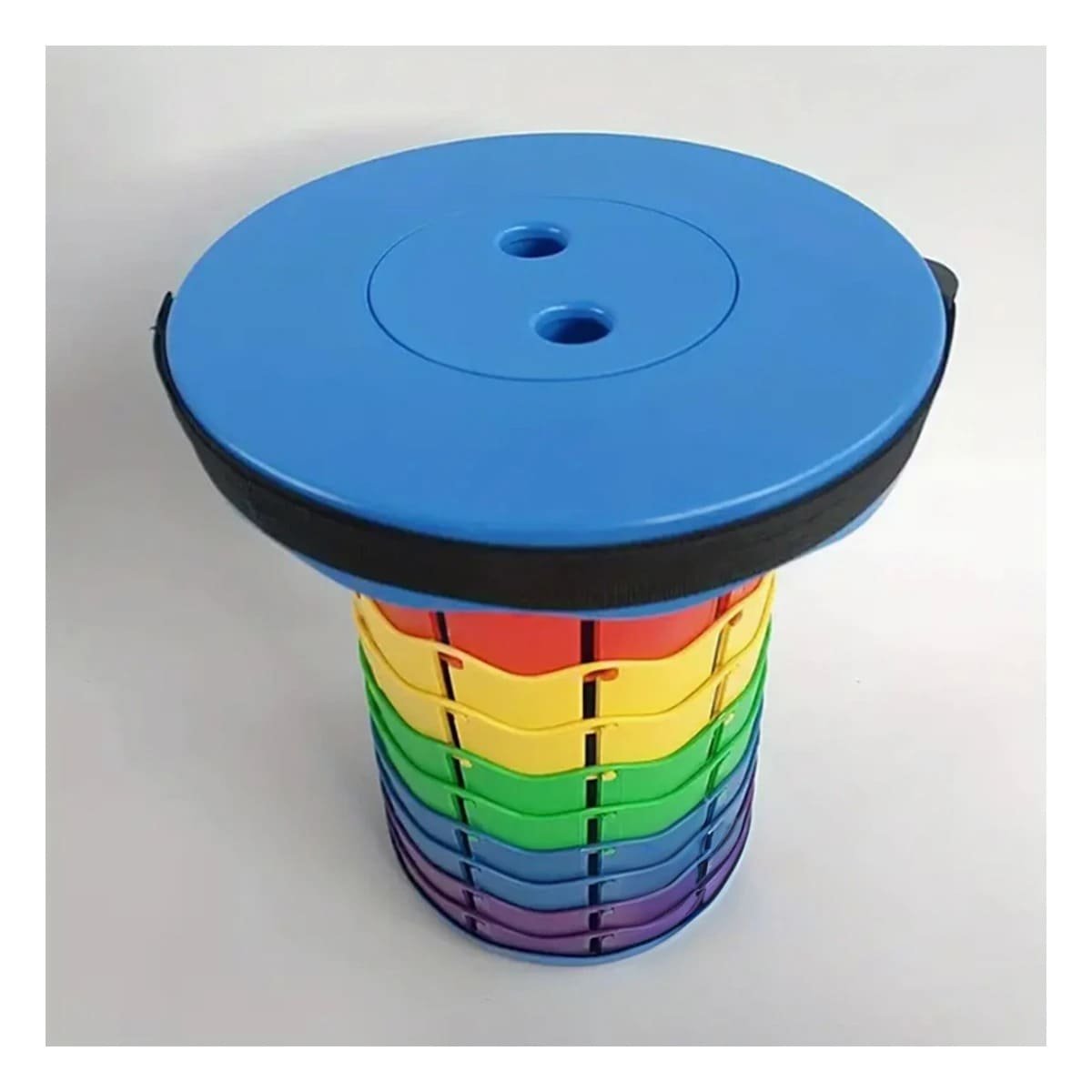 PACK2 TABURETE COMPACTO CON BASE SEGURA PARA HOGAR TAPA AZUL MULTICOLOR Y+REGALO STICKER - 3