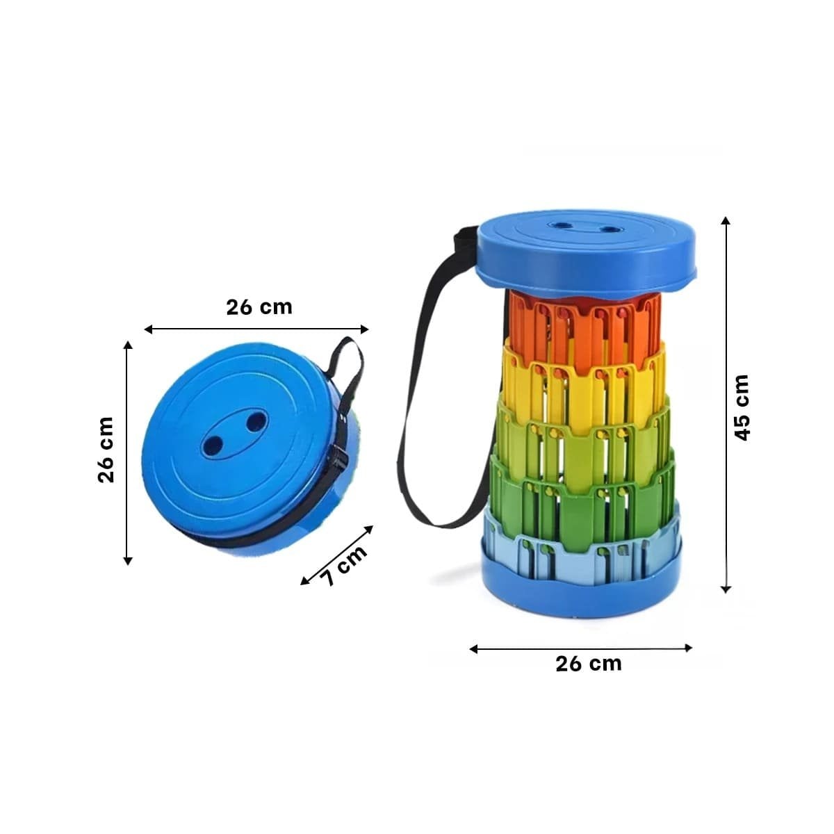 PACK2 TABURETE COMPACTO CON BASE SEGURA PARA HOGAR TAPA AZUL MULTICOLOR Y+REGALO STICKER - 4