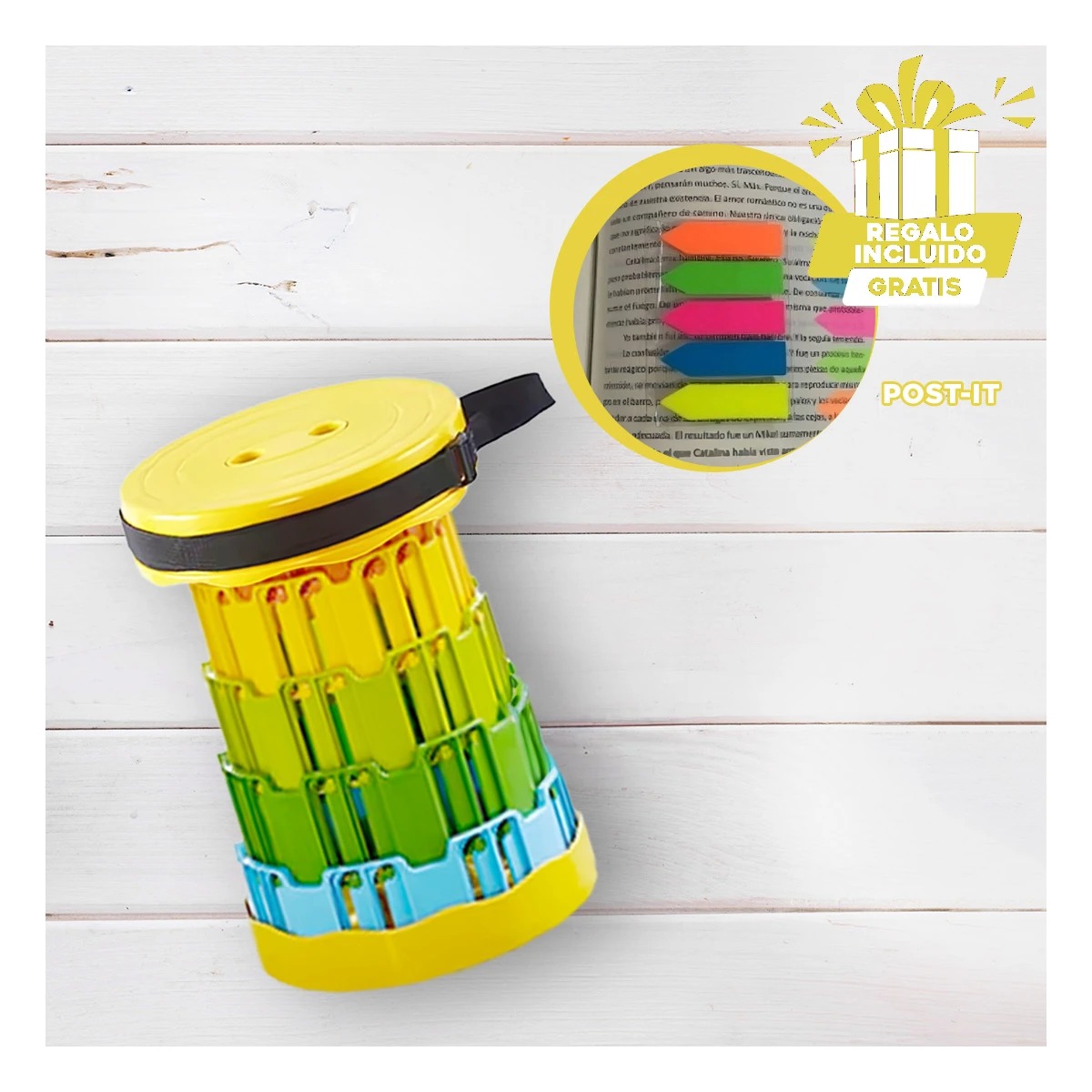 PACK2 SILLA EXTENDIBLE EN AMARILLO Y+BANDERITAS ADHESIVAS - 1
