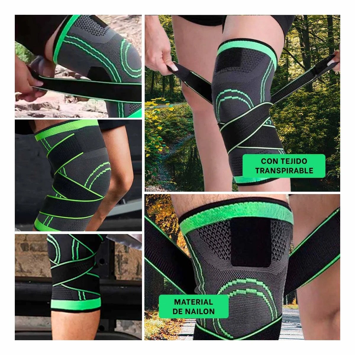 PACK4 PROTECTOR DE RODILLA PARA FUTBOL TALLA ESTANDAR PLOMO CON VERDE Y+REGALO STICKER - 2