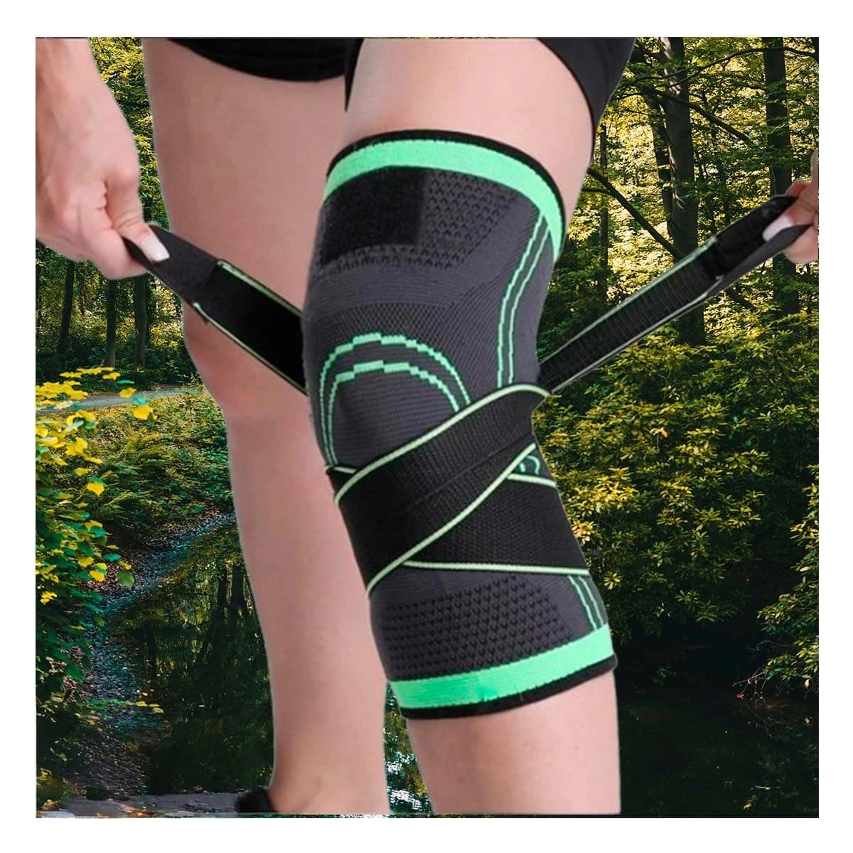 PACK12 SOPORTE DE RODILLA ELASTICADO PARA FUTBOL PLOMO CON VERDE - 3