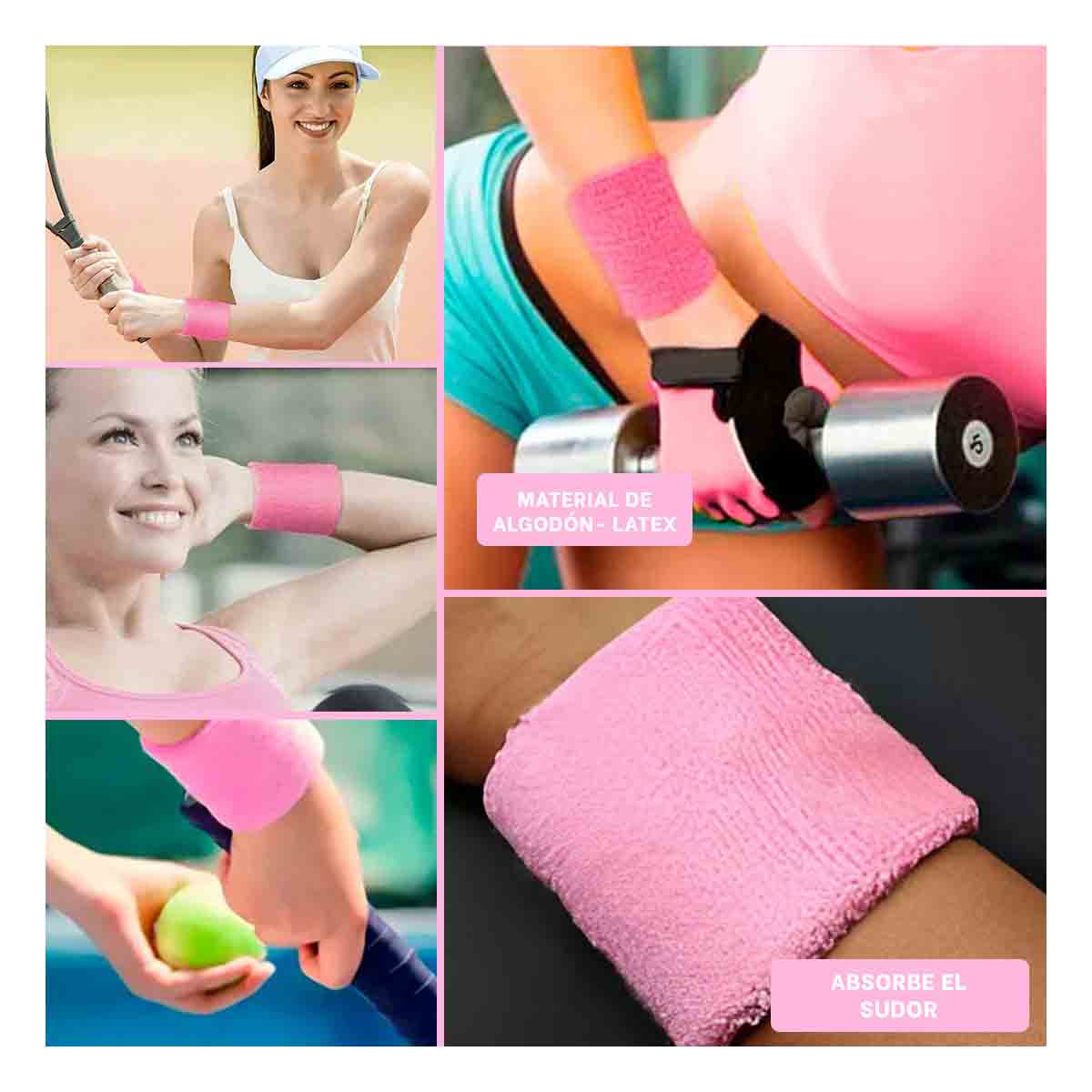 MUÑEQUERAS GRUESAS PARA TENIS ROSADO Y+PAPEL DE REGALO - 3