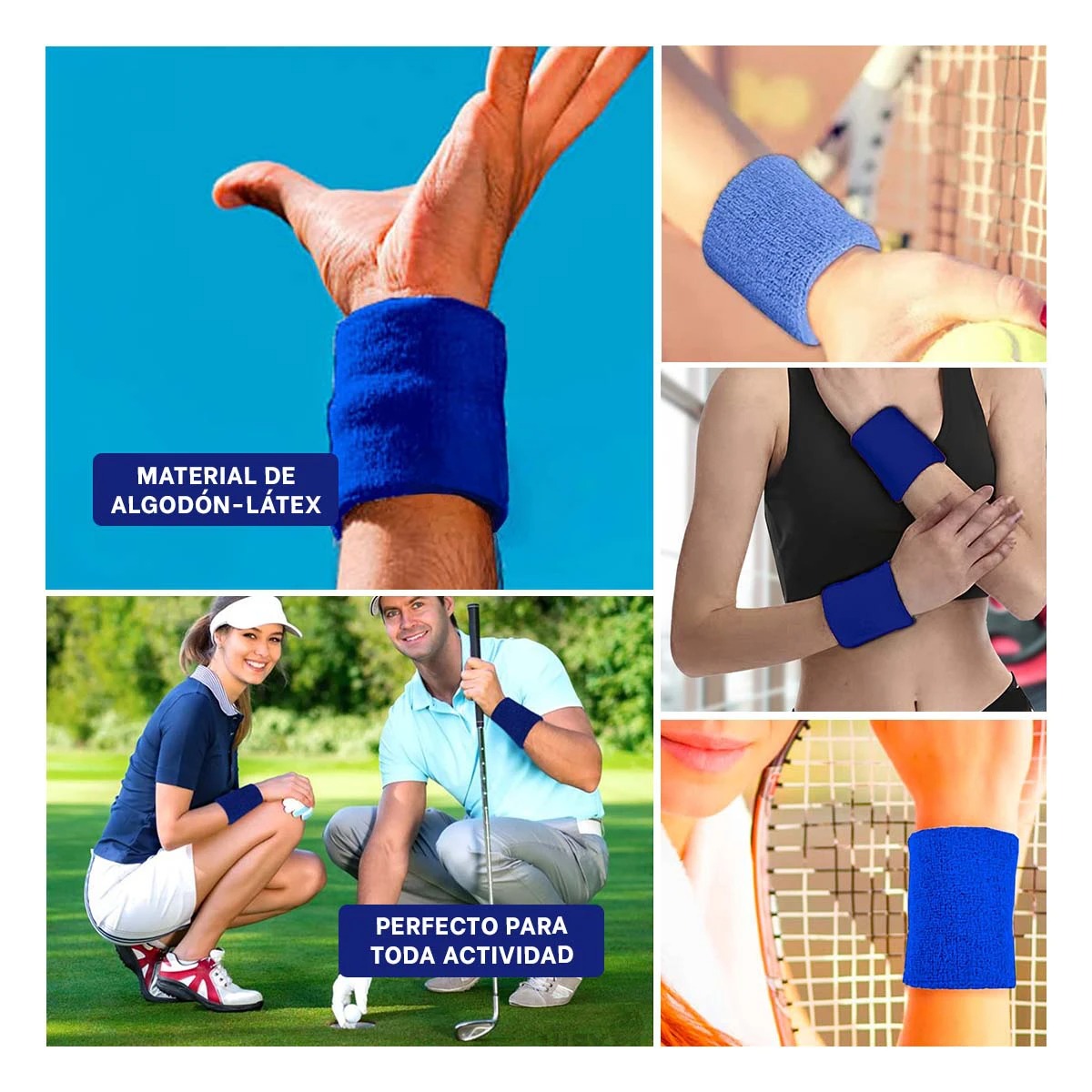 MUÑEQUERAS GRUESAS PARA TENIS AZUL Y+PAPEL DE REGALO - 3