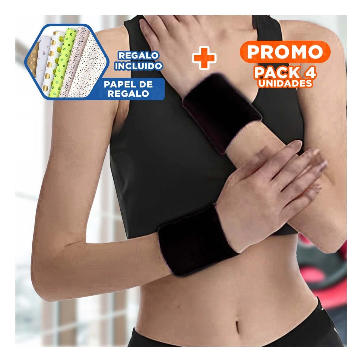 PACK4 BANDA DE MUÑECA PARA TENIS COMODA NEGRO 2 PIEZAS ABSORVENTE Y+PAPEL REGALO - 1