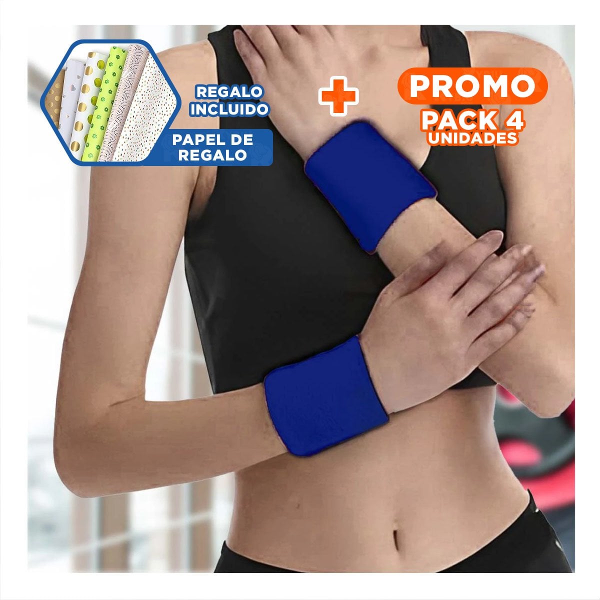 PACK4 BANDA DE MUÑECA PARA TENIS COMODA AZUL 2 PIEZAS ABSORVENTE Y+PAPEL REGALO - 1