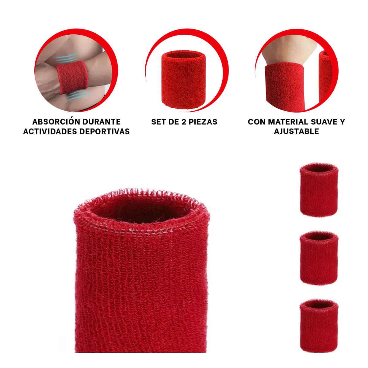 PULSERAS PARA TENIS ANTISUDOR ROJO Y+GIFT STICKERS - 3