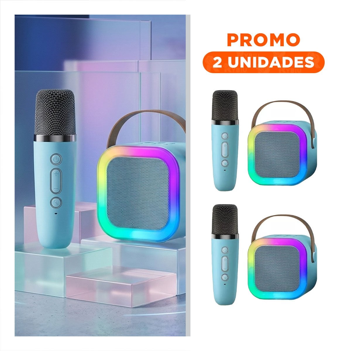 PACK2 EQUIPO PORTATIL CELESTE CON MICROFONO MINI LIGERO Y EFICIENTE FUNCIONAL - 1