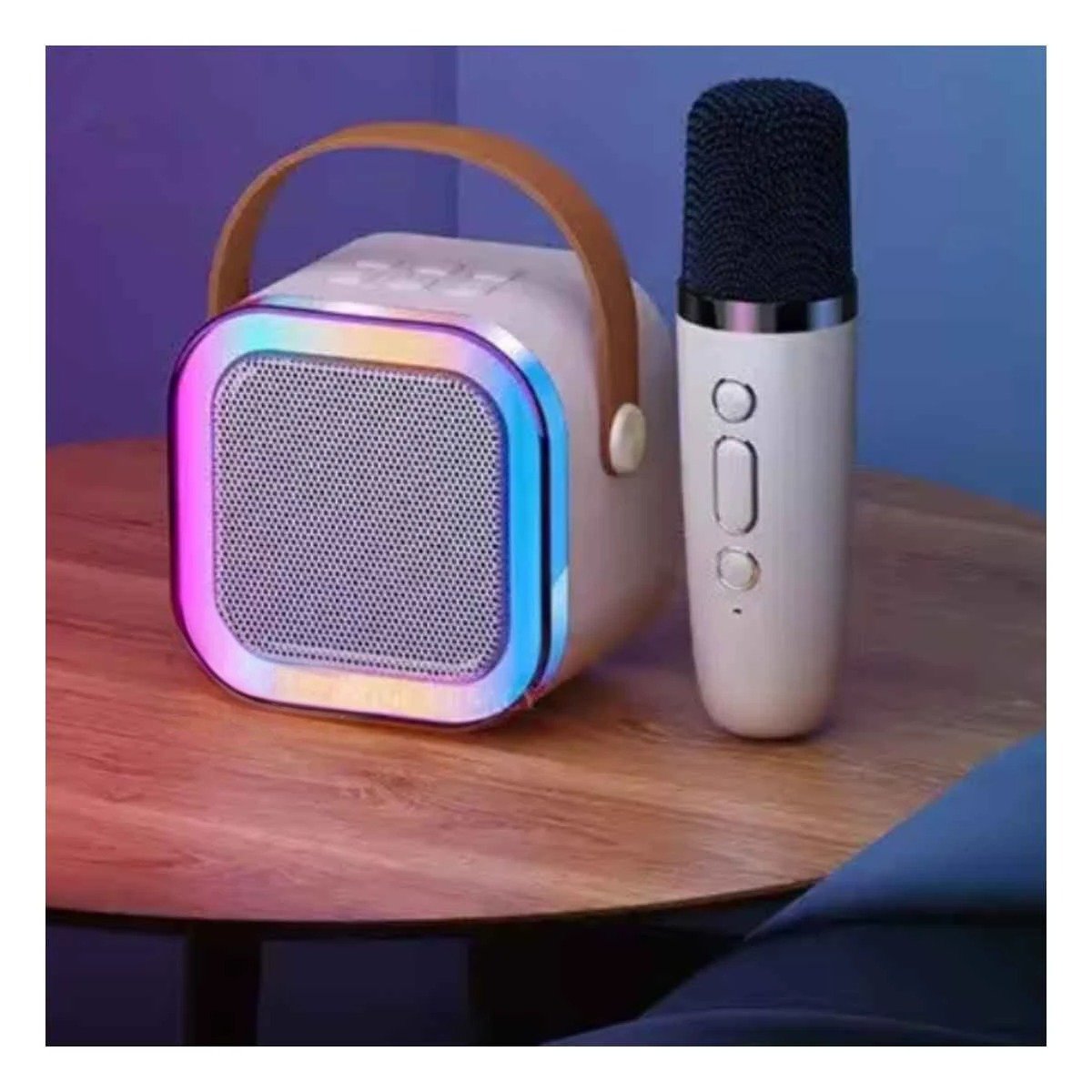 PACK2 SISTEMA PARLANTE USB BEIGE CON MICROFONO INALAMBRICO MINI FUNCIONAL Y+REGALO STICKER - 3