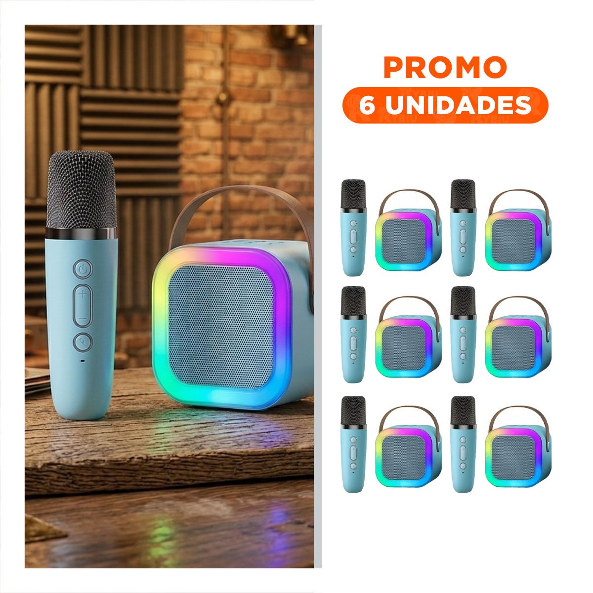 PACK6 EMISOR RECARGABLE CELESTE CON MICROFONO MINI ADAPTABLE Y EFICIENTE - 1