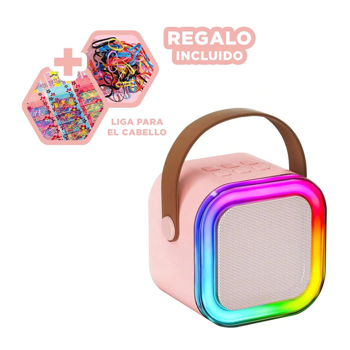 PACK6 PARLANTE DE BUEN SONIDO EN ROSADO Y+LIGAS DE REGALO - 1