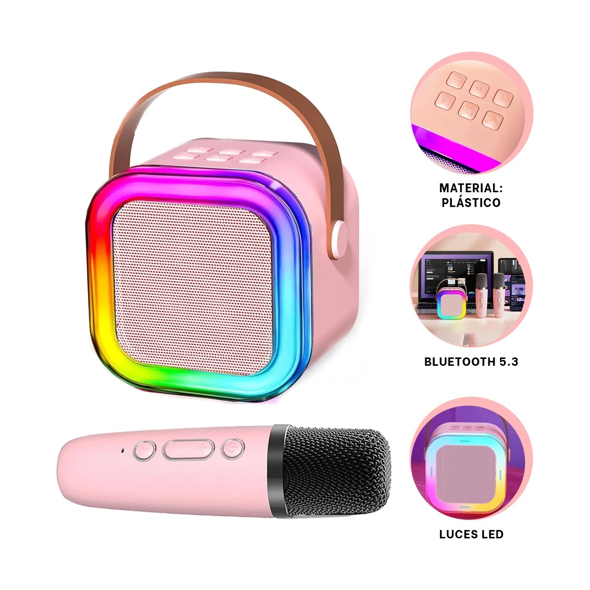 PACK6 PARLANTE CON MICRO WIRELESS ROSADO Y+REGALO AGENDITA - 3