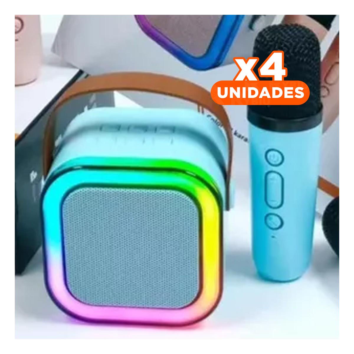 PACK4 EMISOR CELESTE CON MICROFONO MINI PORTATIL ESTABLE Y FUNCIONAL COMODO - 1