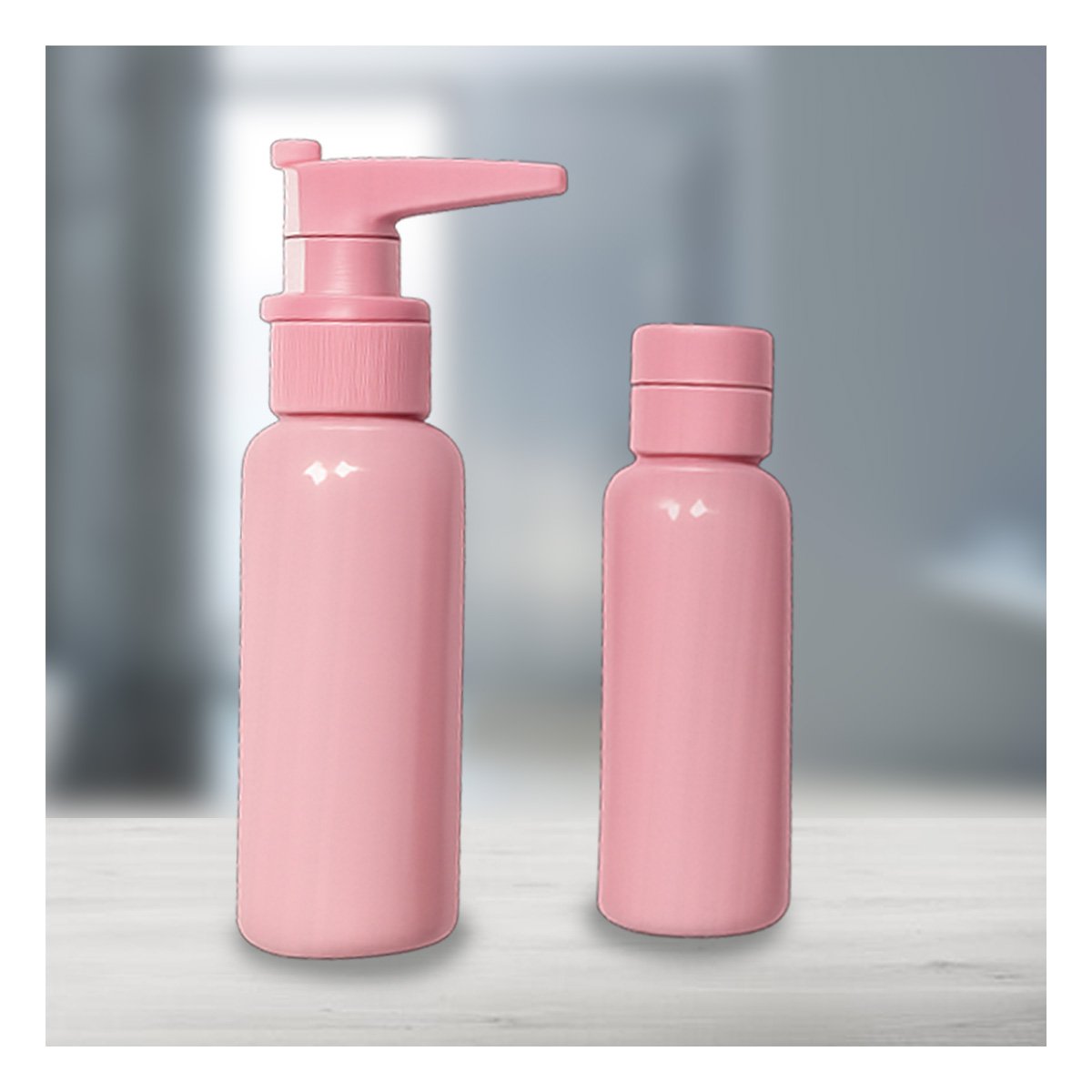 JUEGO DE FRASCOS PORTATILES 7 PIEZAS ROSADO PARA PRODUCTOS LIQUIDOS Y HIGIENICOS - 2