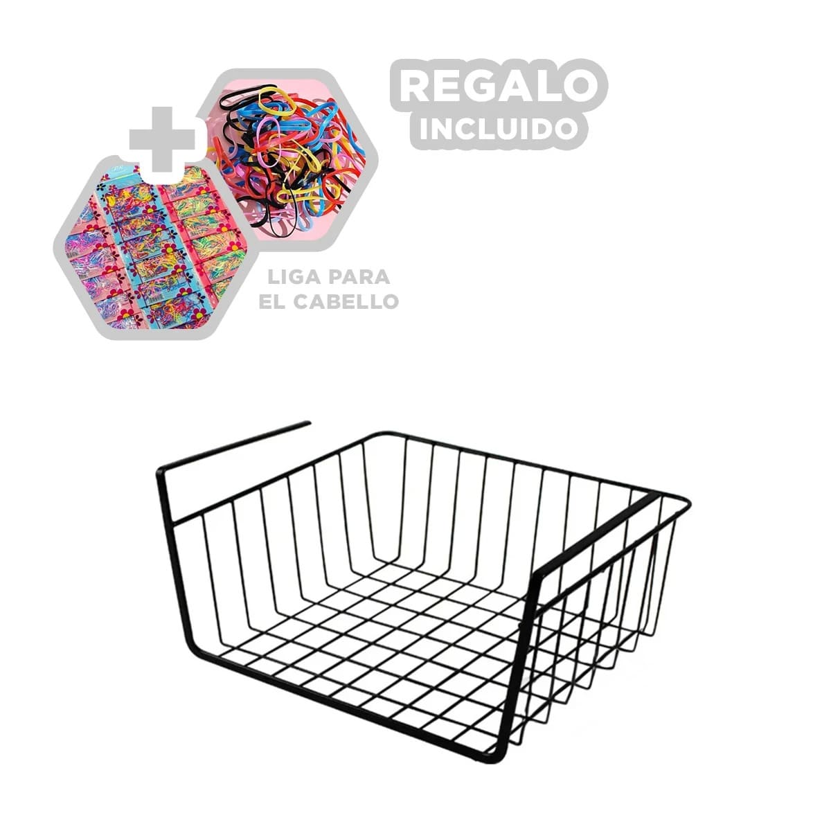 PACK12 CANASTA PRACTICA 29X20X27CM NEGRO Y+LIGAS DE REGALO - 1