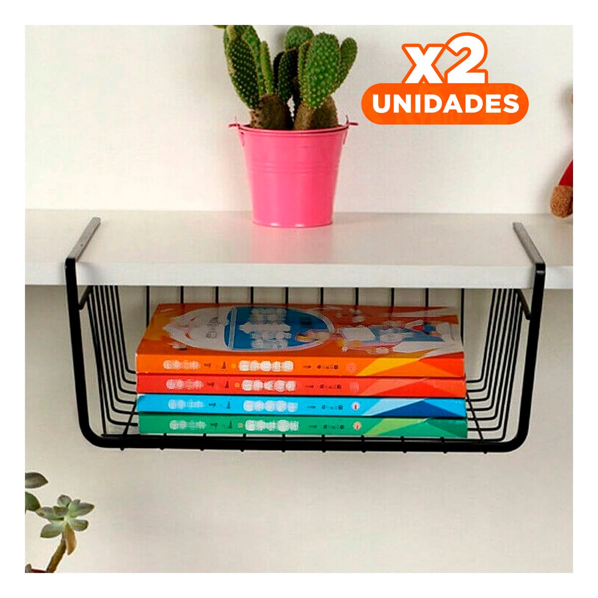PACK2 ESTRUCTURA ORGANIZADORA METALICA NEGRO 29X20X27CM RESISTENTE Y VERSATIL Y+REGALO STICKER - 1