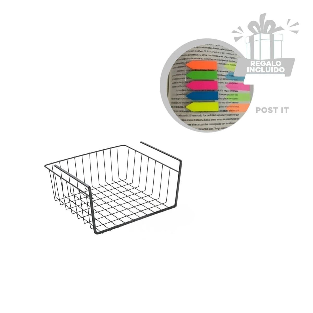 PACK6 CESTO MULTIUSO 29X20X27CM NEGRO Y+BANDERITAS ADHESIVAS - 1