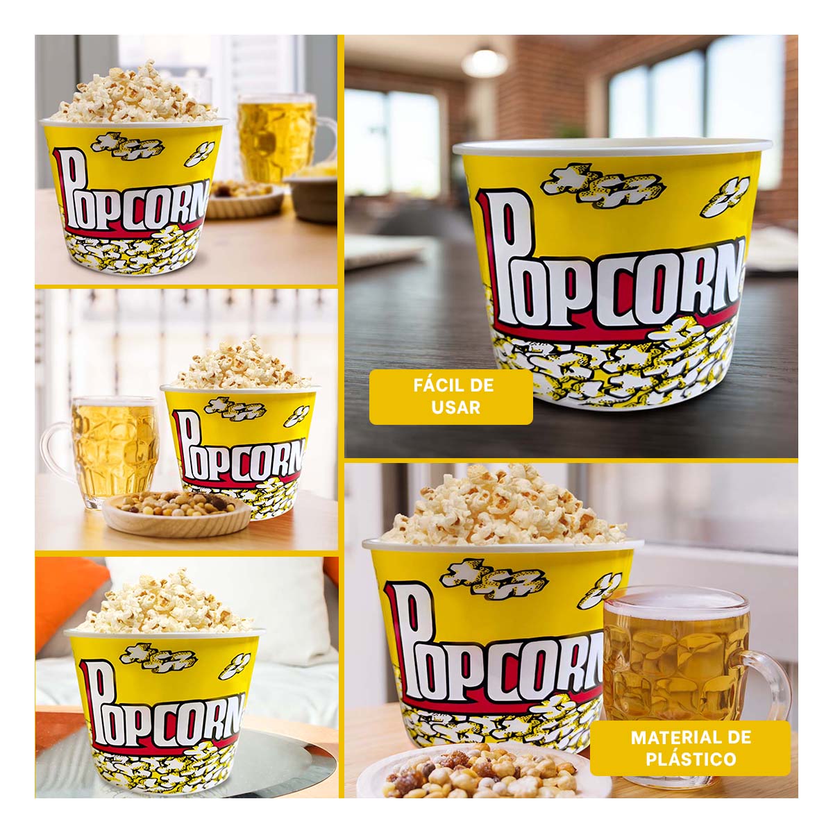 PACK12 BALDE DE PALOMITAS EN COLOR AMARILL Y+LIGAS DE REGALO - 3