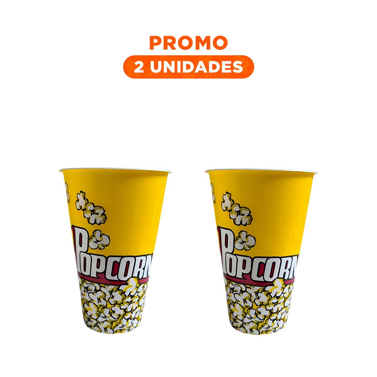 PACK2 ENVASE POPCORN 11,3X17X6,9CM AMARILLO PARA DULCES Y SNACKS EN FIESTAS - 1
