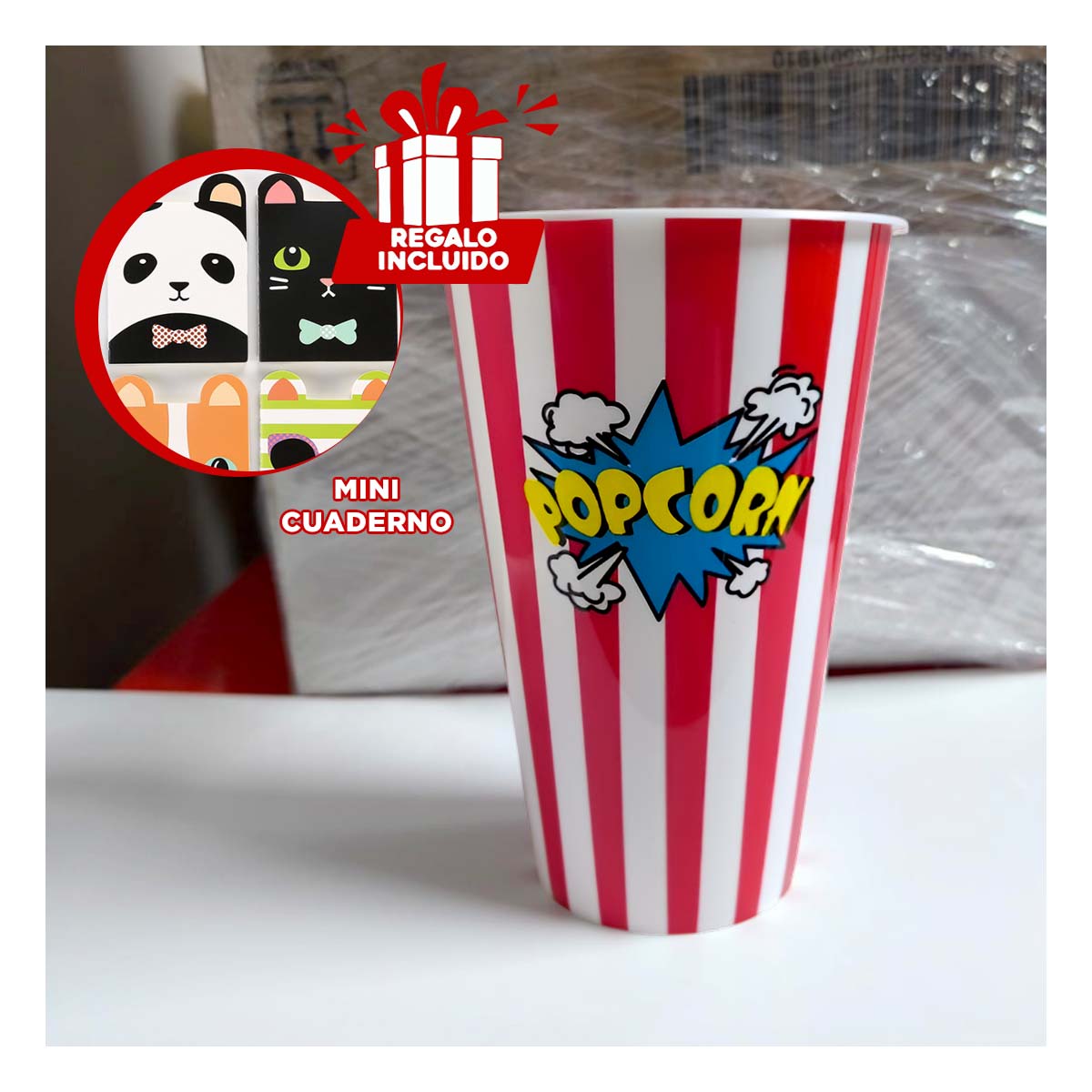 CUBETA PLASTICA Y PORTATIL EN TONO ROJO Y+REGALO AGENDITA - 1
