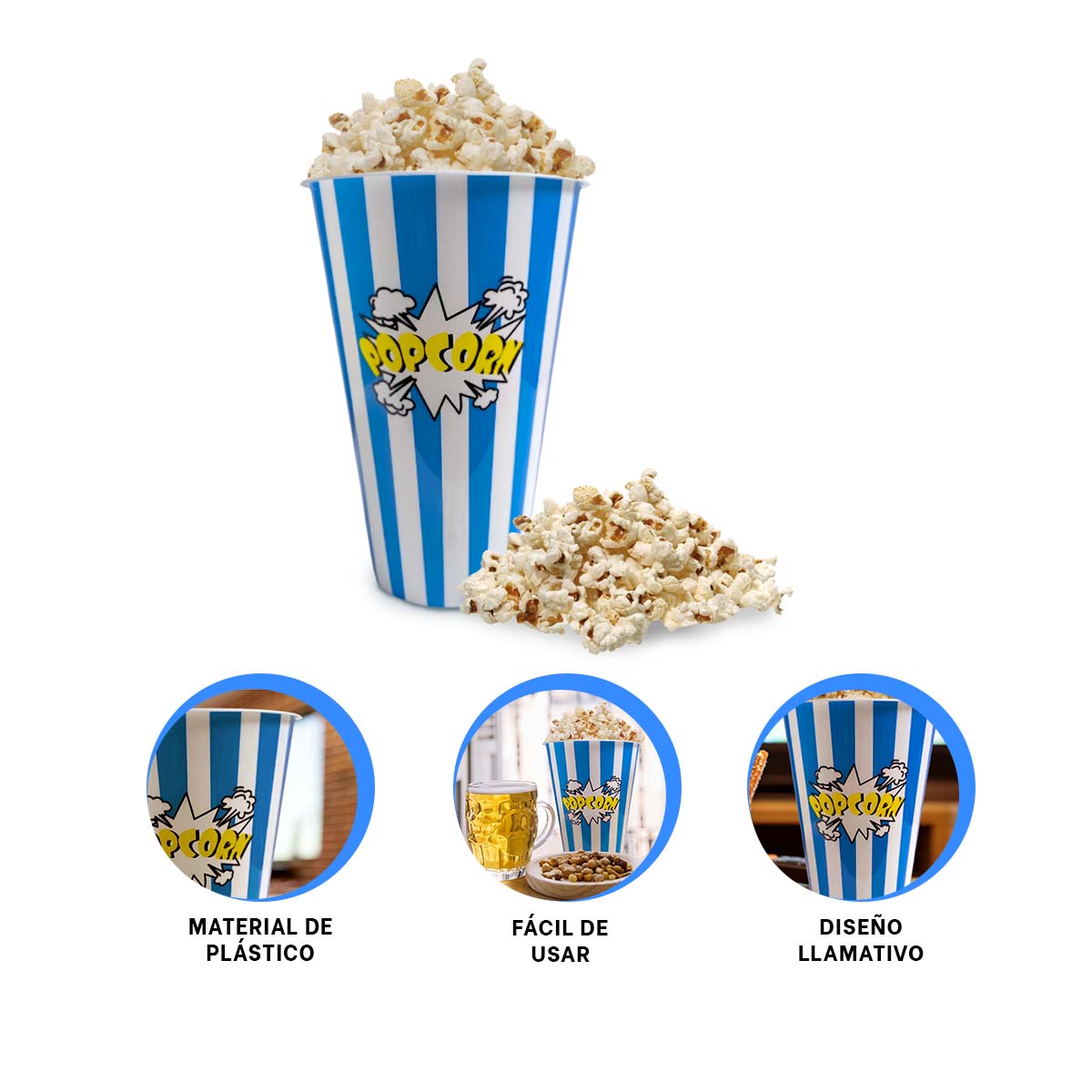 PACK6 CUBETA VASO POPCORN EN AZUL Y+REGALO AGENDITA - 3