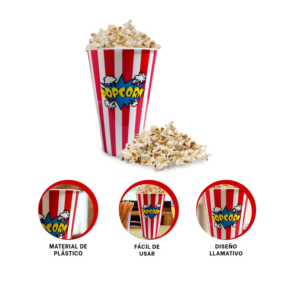 PACK6 CUBETA VASO POPCORN EN ROJO Y+REGALO AGENDITA - 3