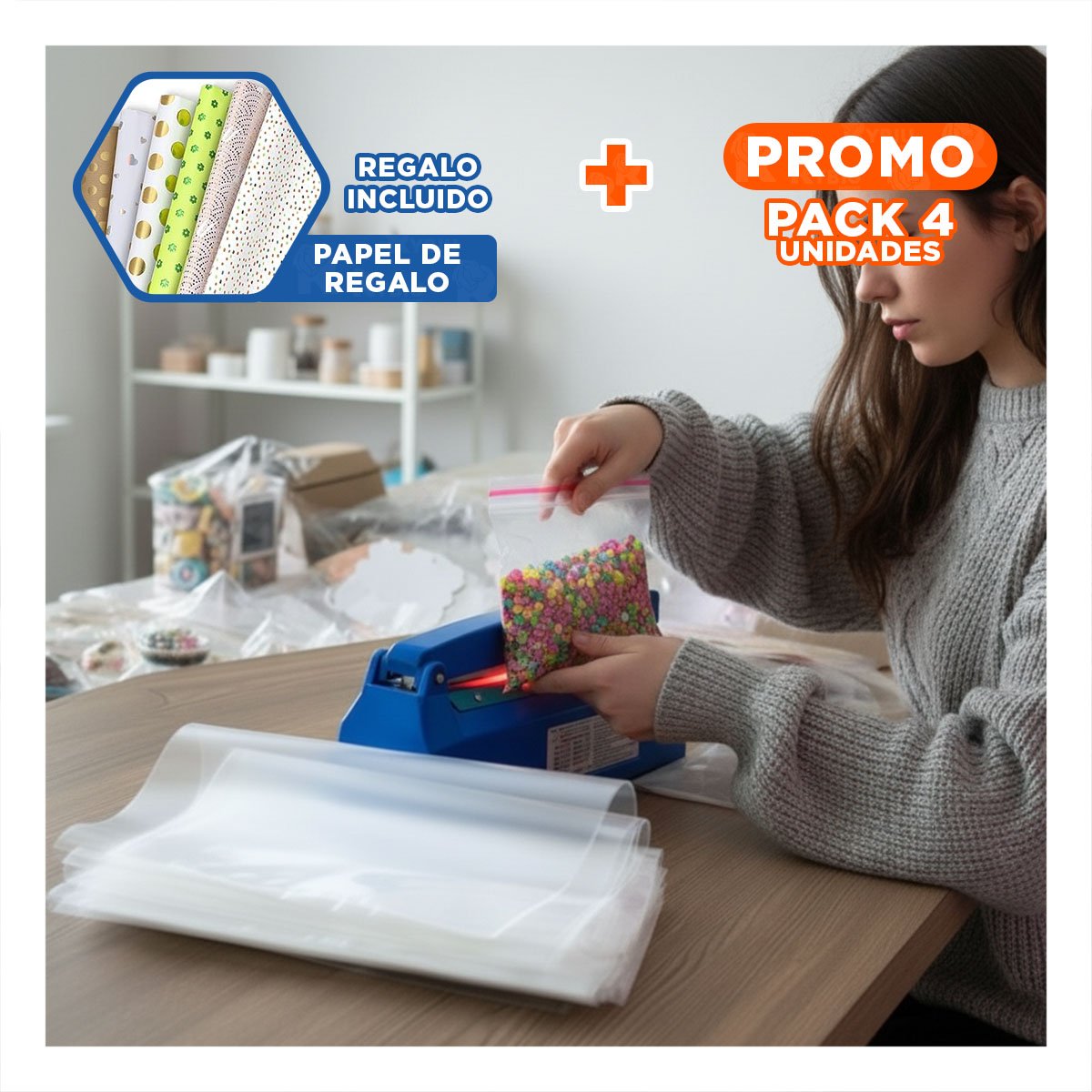PACK4 DISPOSITIVO CONFIABLE PARA USO DIARIO Y SELLADO AZUL Y+PAPEL REGALO - 1