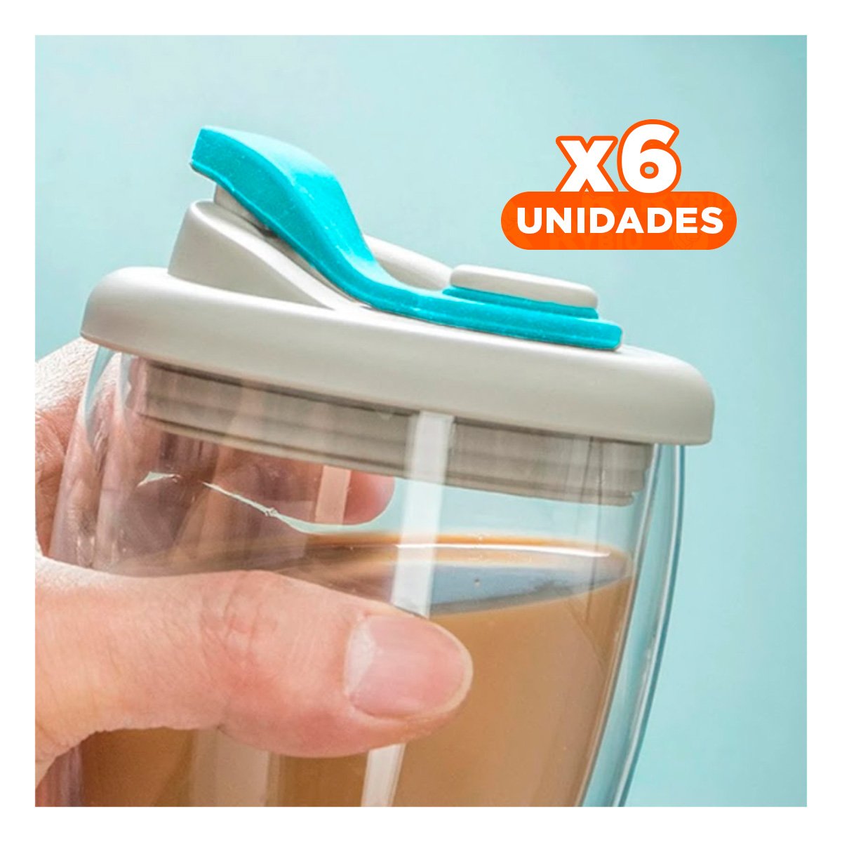 PACK6 TETERA DE CRISTAL DE 1000ML CON 4 TAZAS DE 150ML BASE ONDEADO NEGRO Y+REGALO STICKER - 1